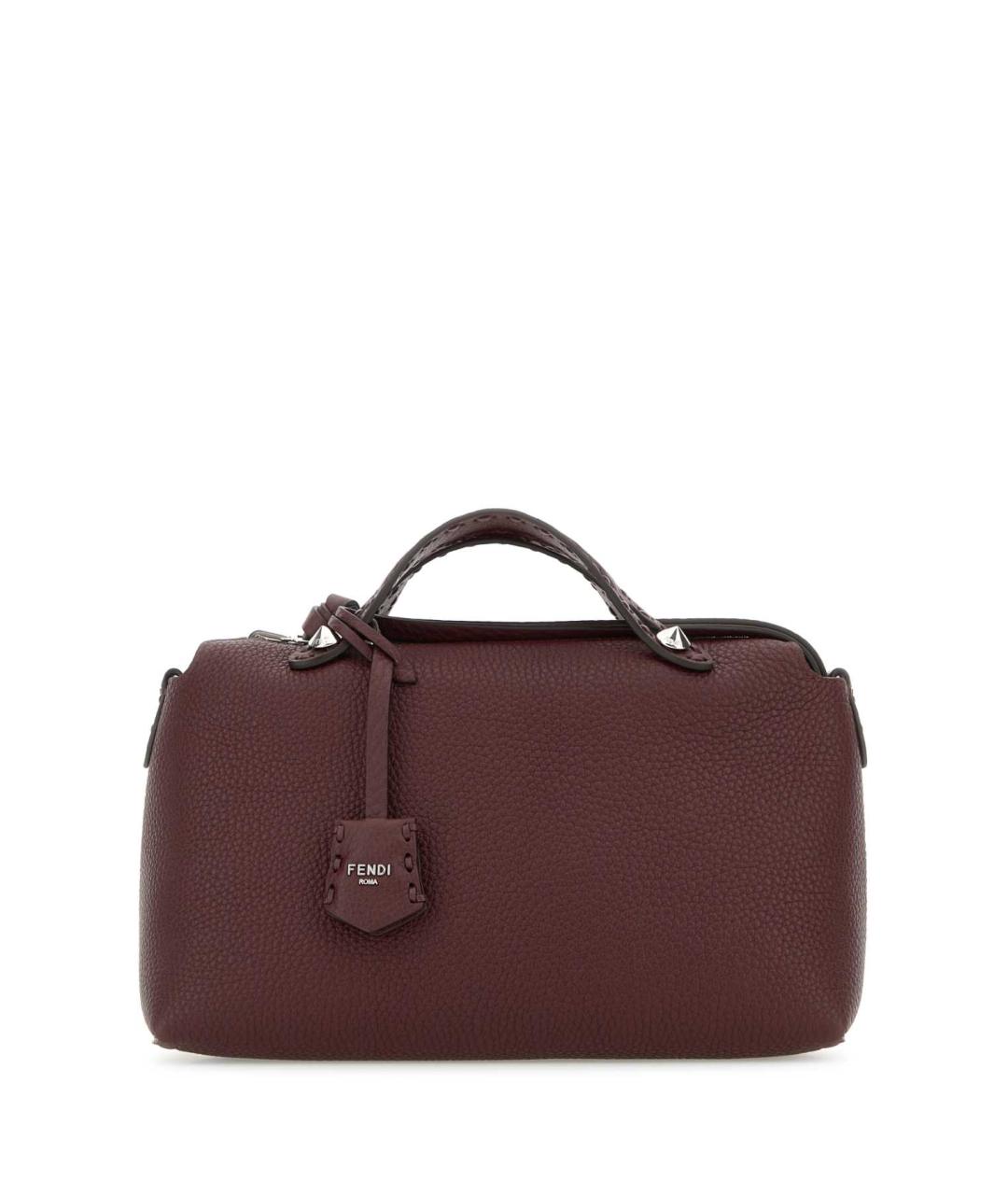 FENDI Бордовая кожаная сумка с короткими ручками, фото 1
