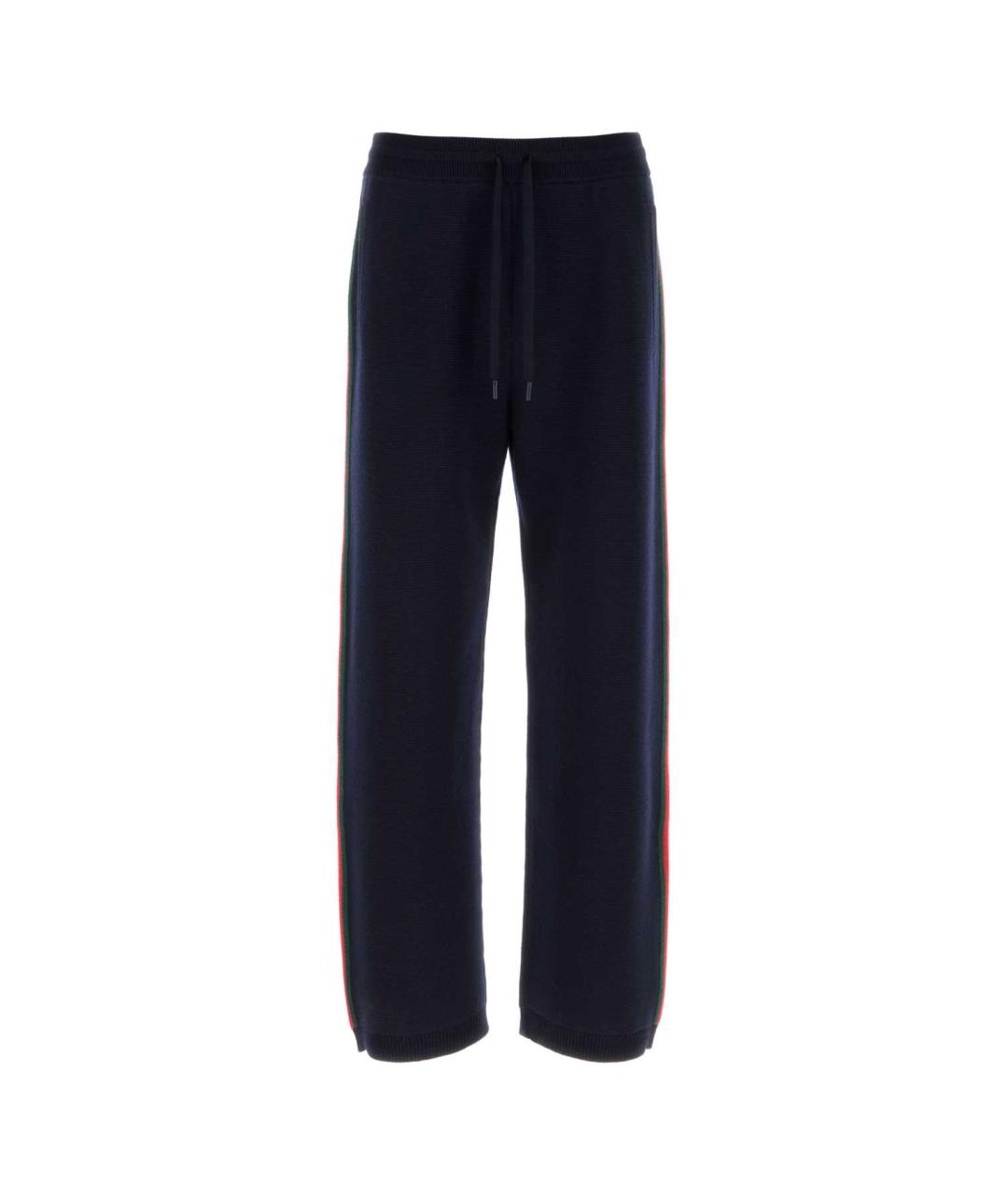 GUCCI Синие шерстяные повседневные брюки, фото 1