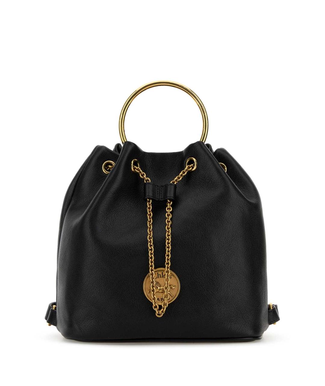 CHLOE Черная кожаная сумка с короткими ручками, фото 1