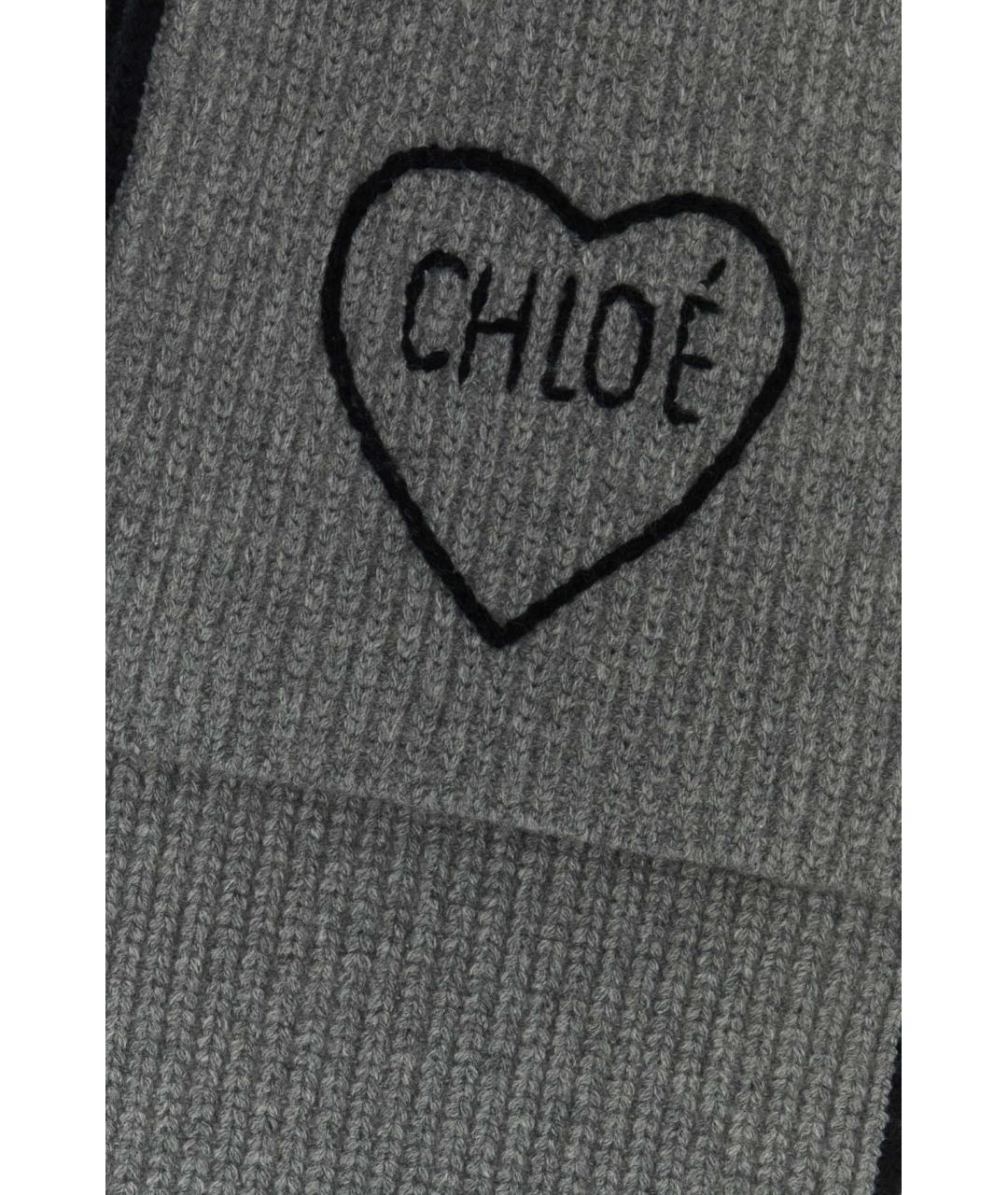 CHLOE Серый шерстяной шарф, фото 2