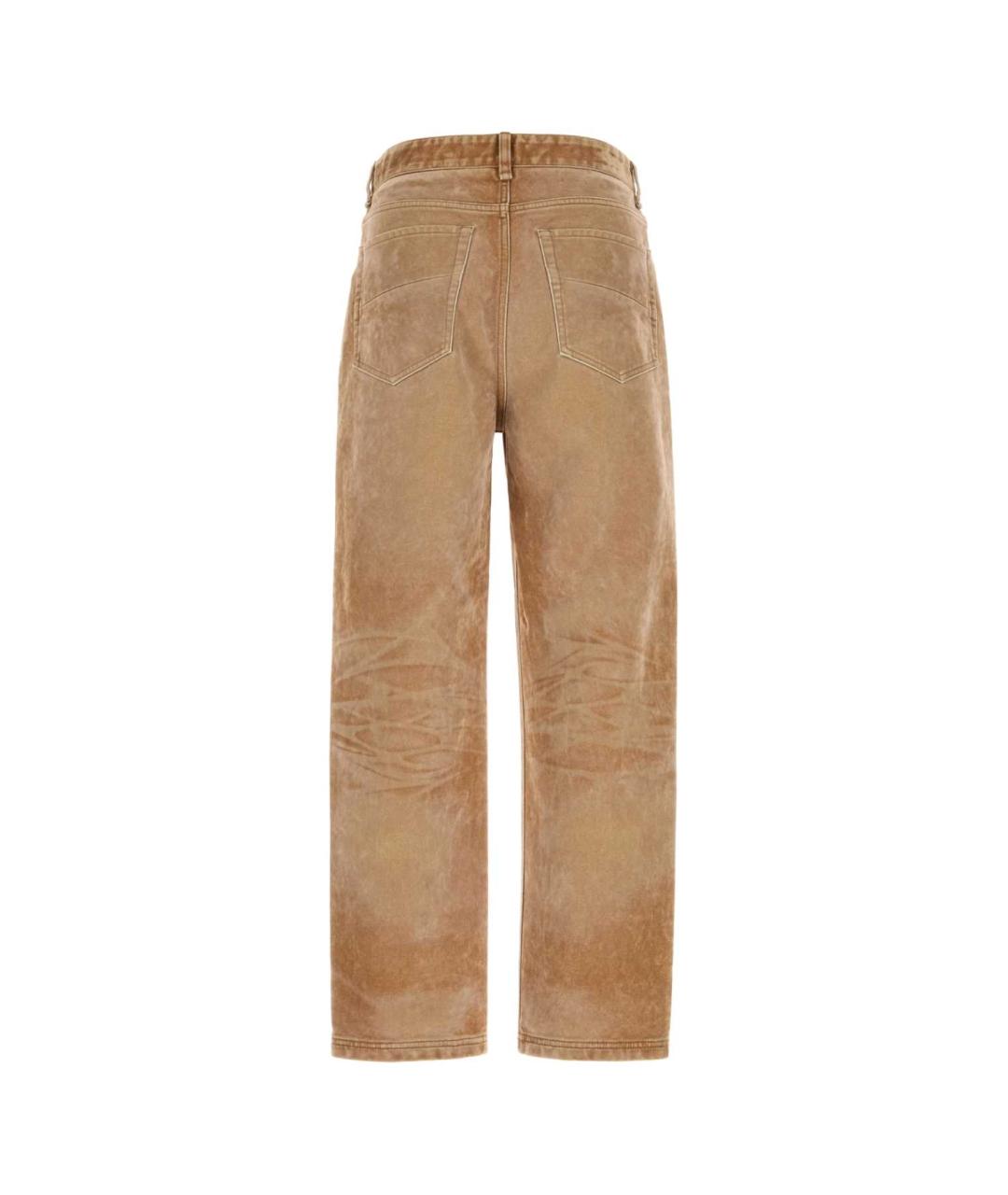 FENDI Бежевые хлопковые прямые джинсы, фото 2
