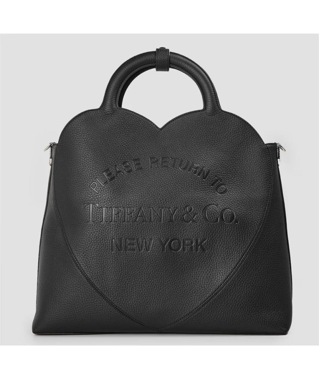 TIFFANY&CO Черная кожаная сумка с короткими ручками, фото 5