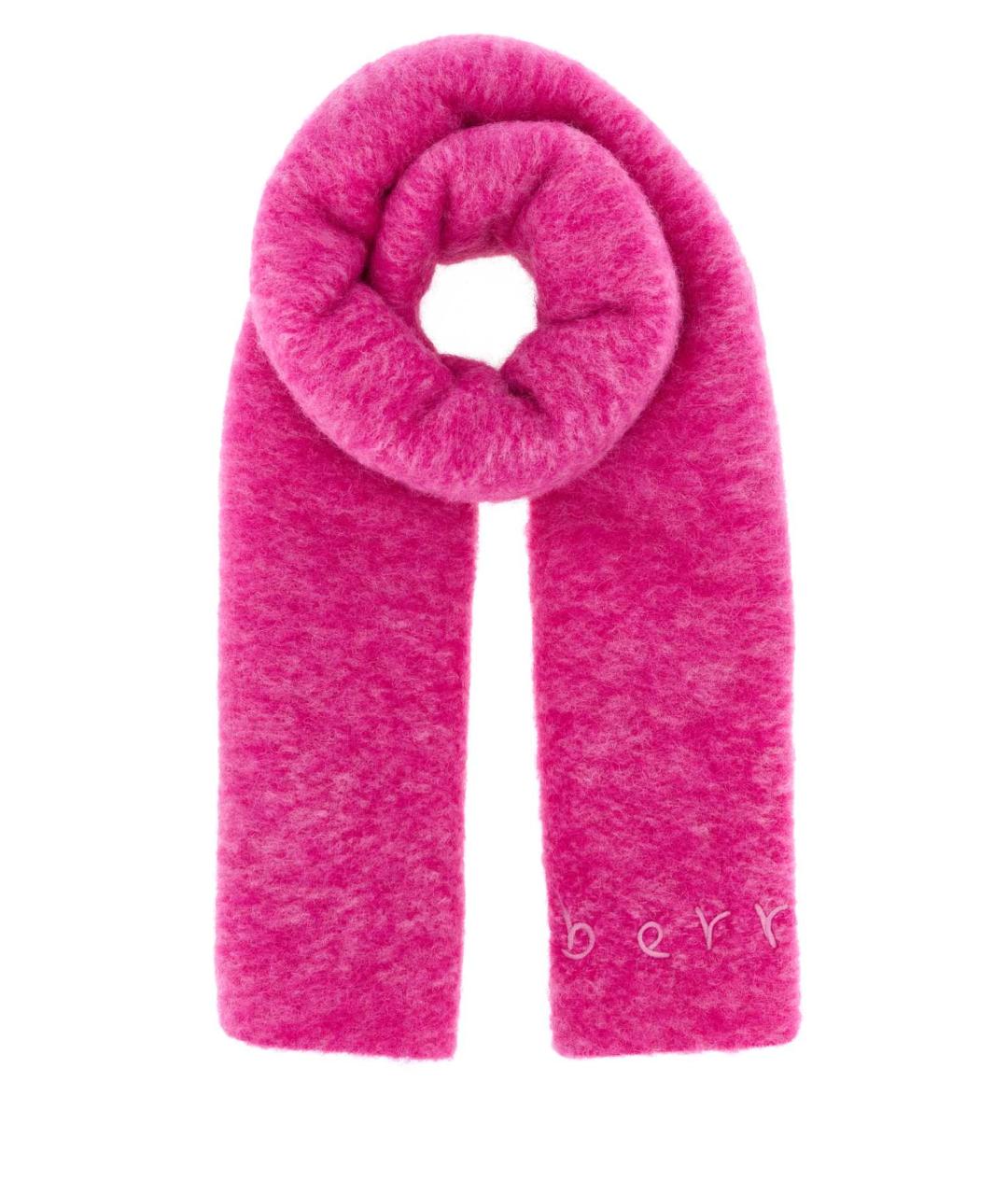 BURBERRY Розовый шерстяной шарф, фото 1