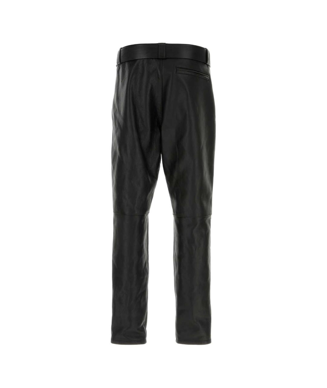 SAINT LAURENT Черные кожаные повседневные брюки, фото 2