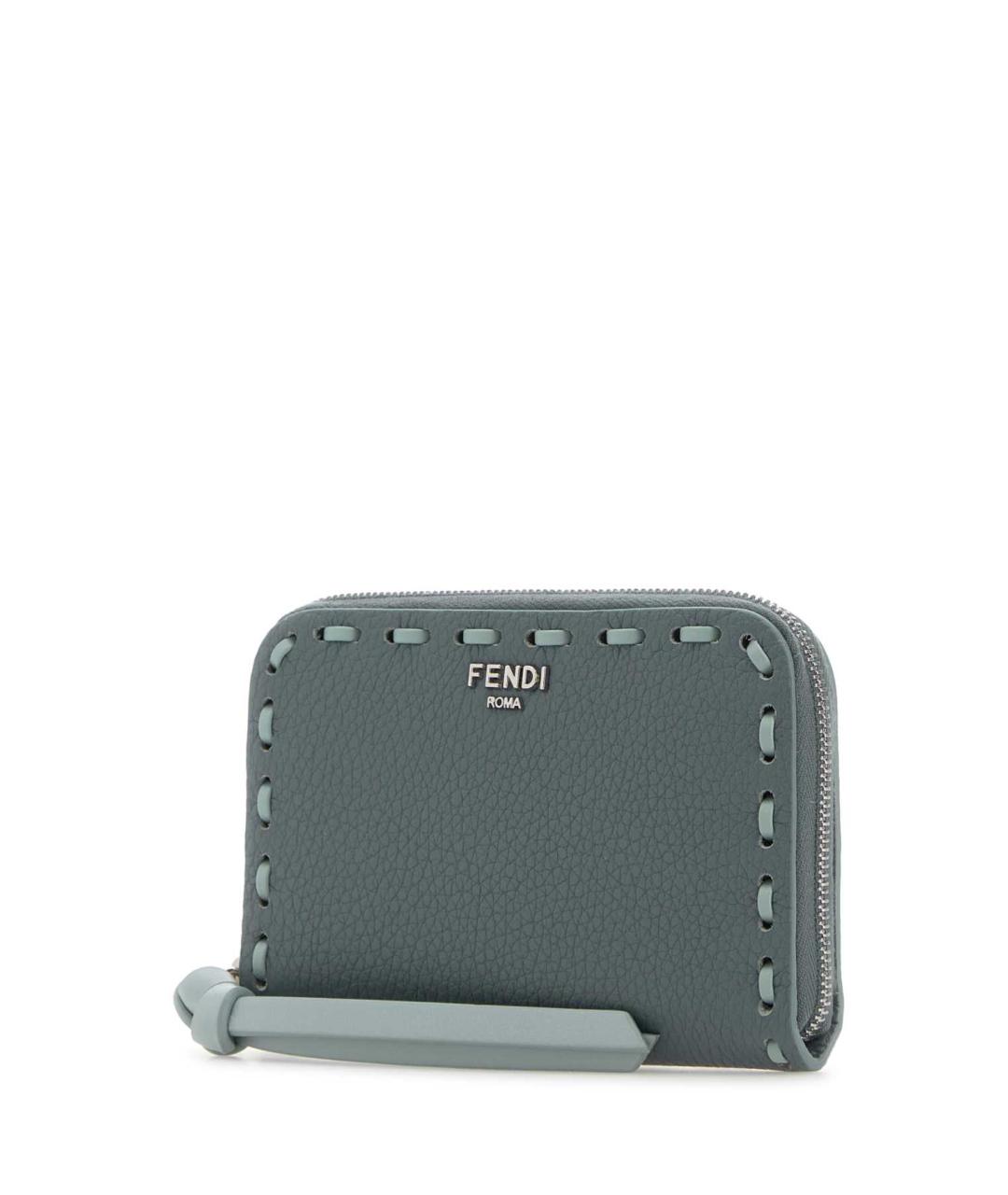 FENDI Голубая кожаная сумка с короткими ручками, фото 2