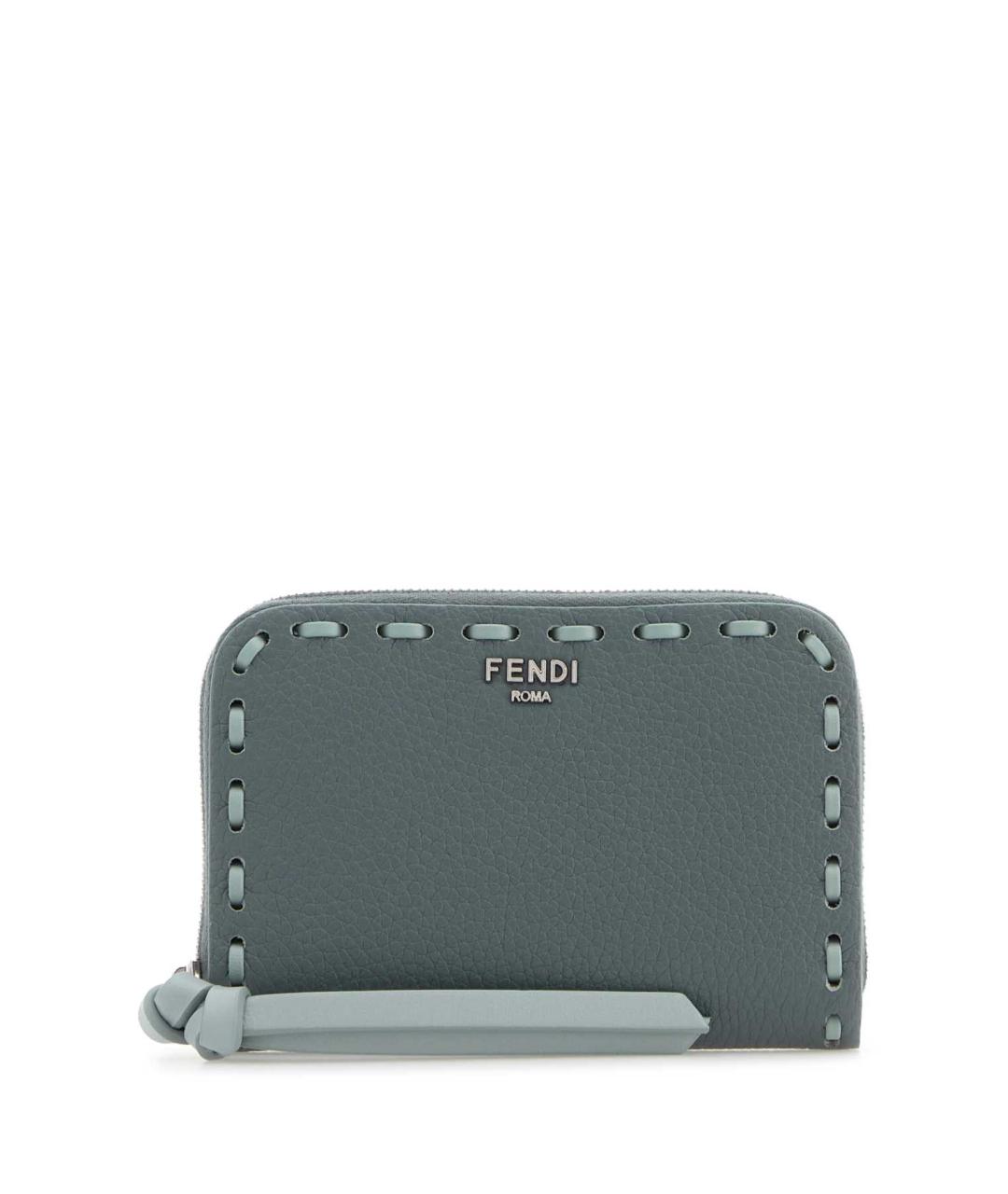 FENDI Голубая кожаная сумка с короткими ручками, фото 1