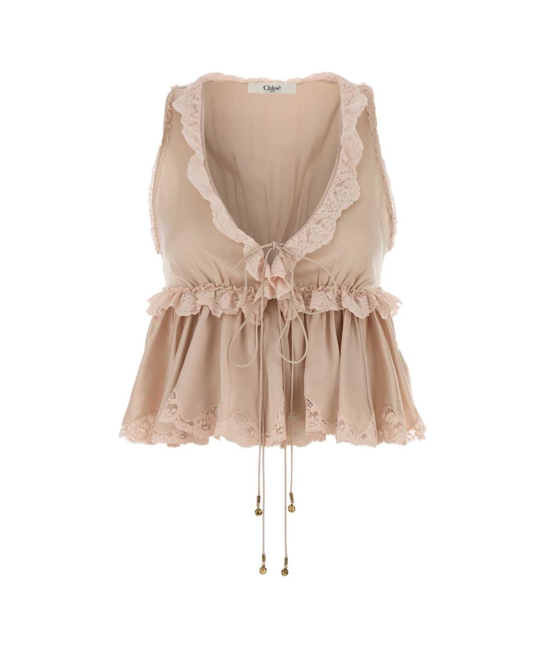 CHLOE Розовая шелковая майка, фото 1