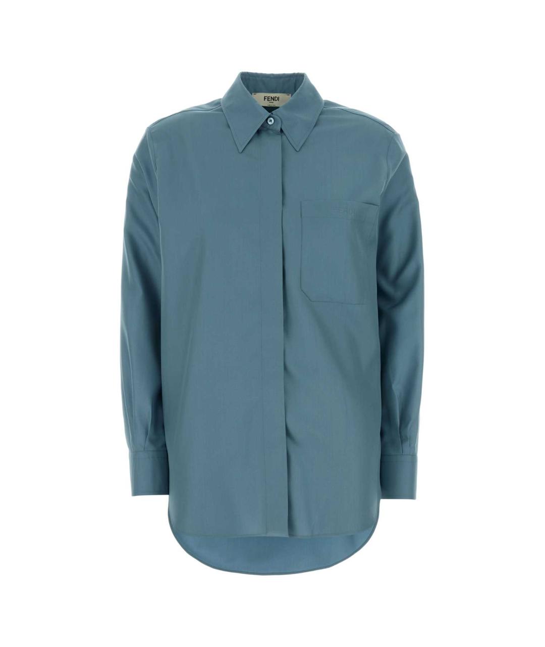 FENDI Голубая шелковая рубашка, фото 1