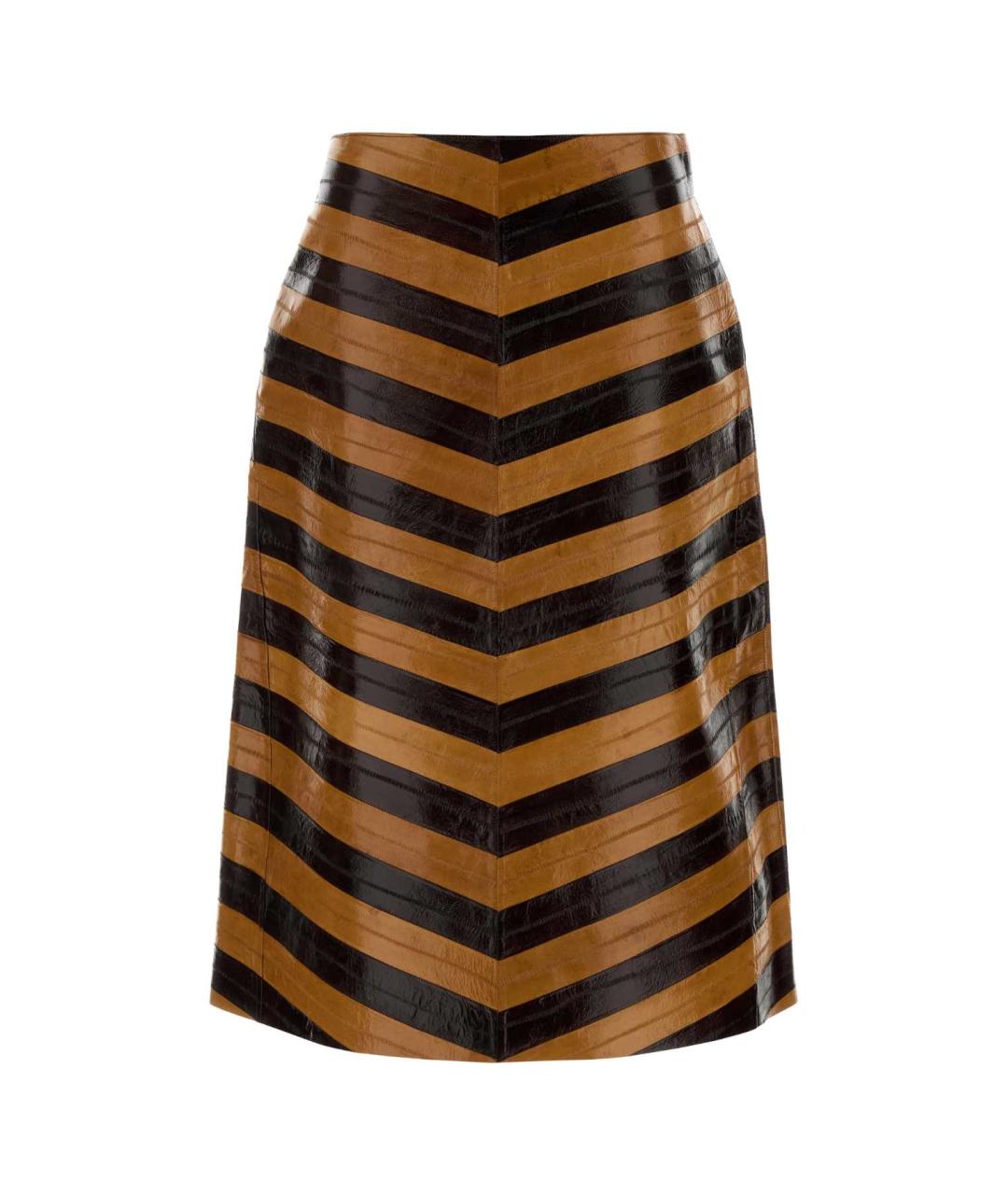 FENDI Мульти кожаная юбка миди, фото 1