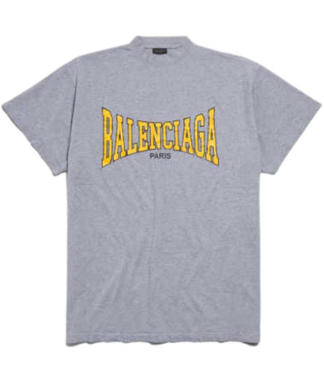 BALENCIAGA Серая хлопковая футболка, фото 1