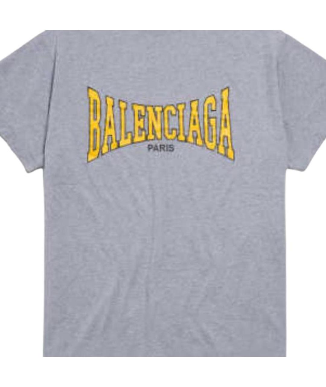 BALENCIAGA Серая хлопковая футболка, фото 3