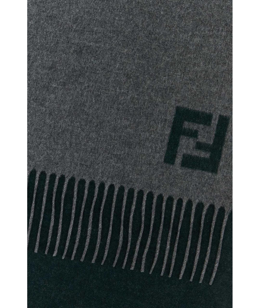 FENDI Серый шерстяной шарф, фото 2