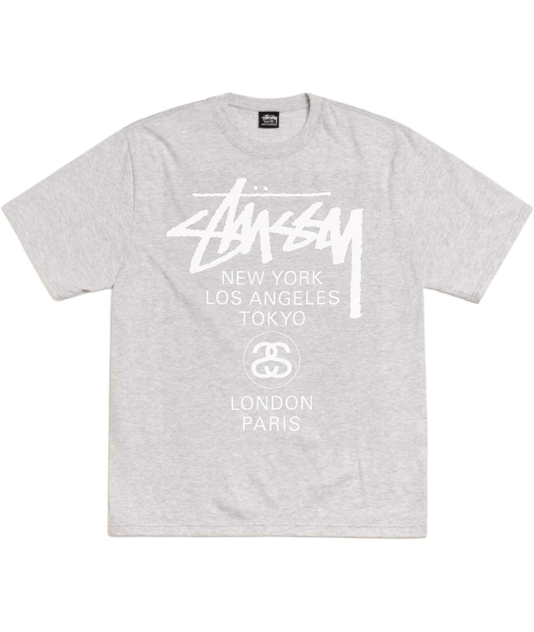 STUSSY Серая хлопковая футболка, фото 1