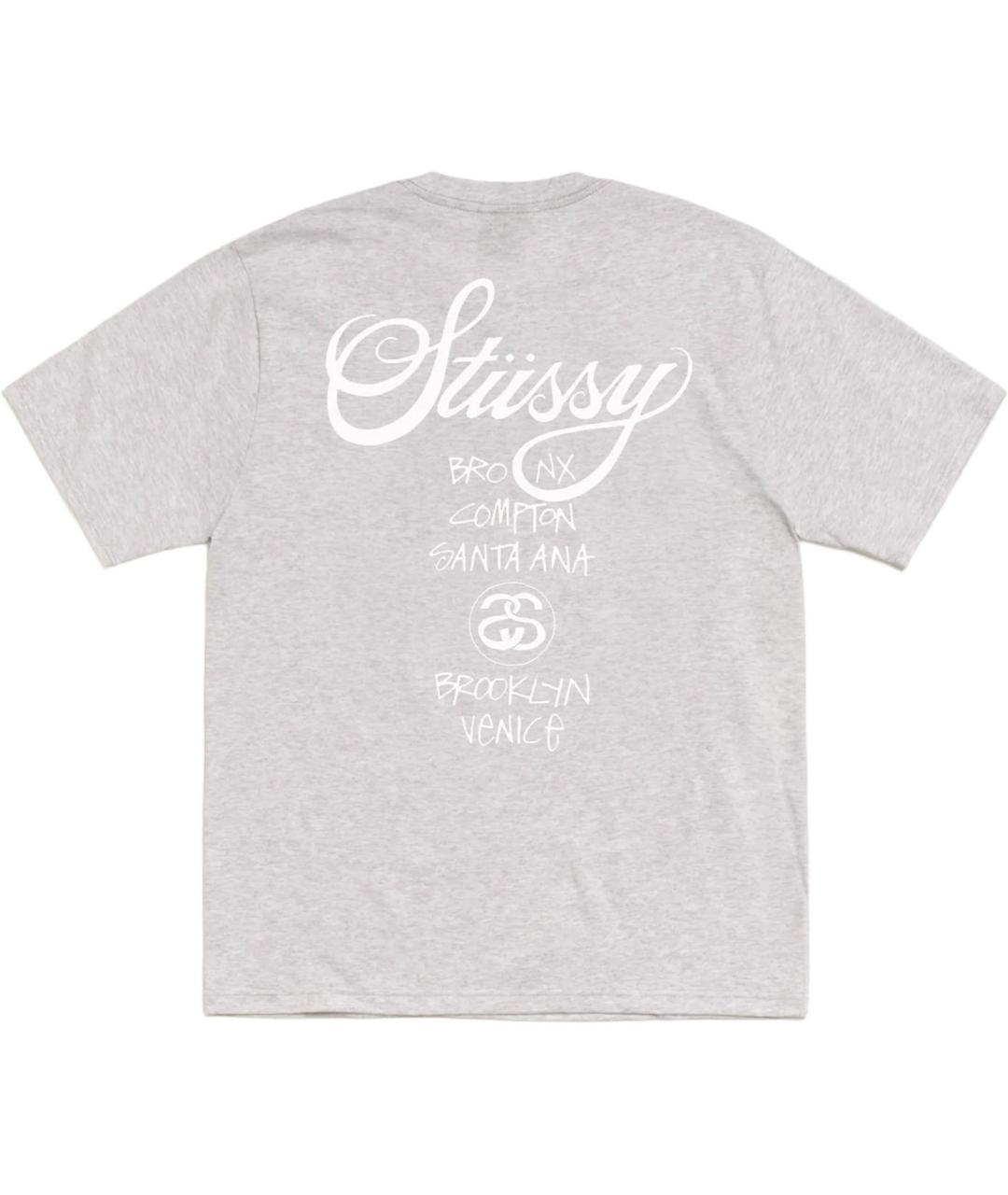 STUSSY Серая хлопковая футболка, фото 2