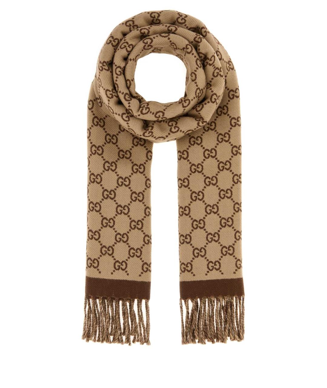 GUCCI Бежевый шерстяной шарф, фото 1