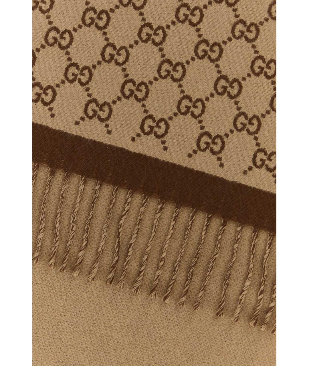 GUCCI Бежевый шерстяной шарф, фото 2