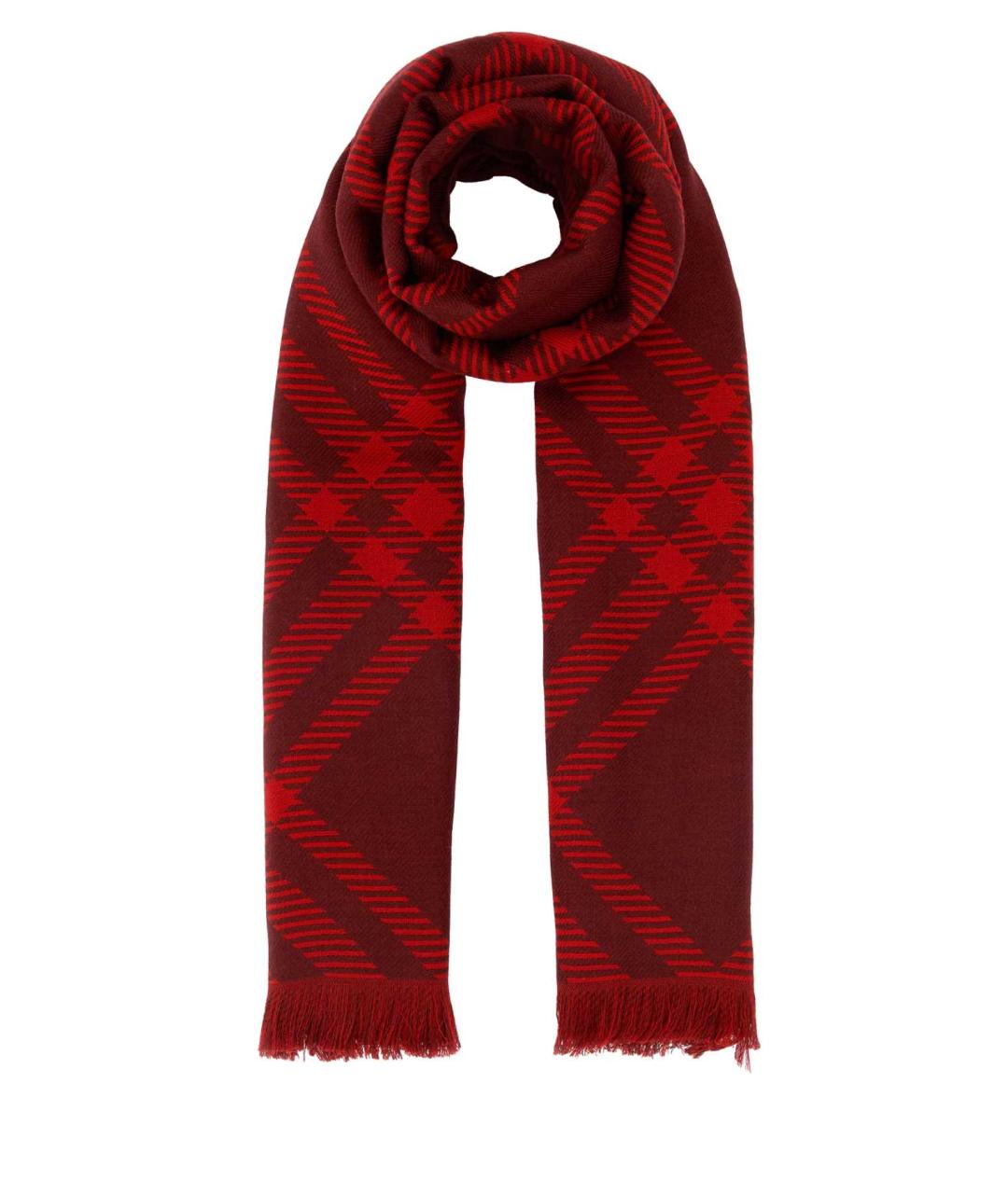 BURBERRY Красный шерстяной шарф, фото 1