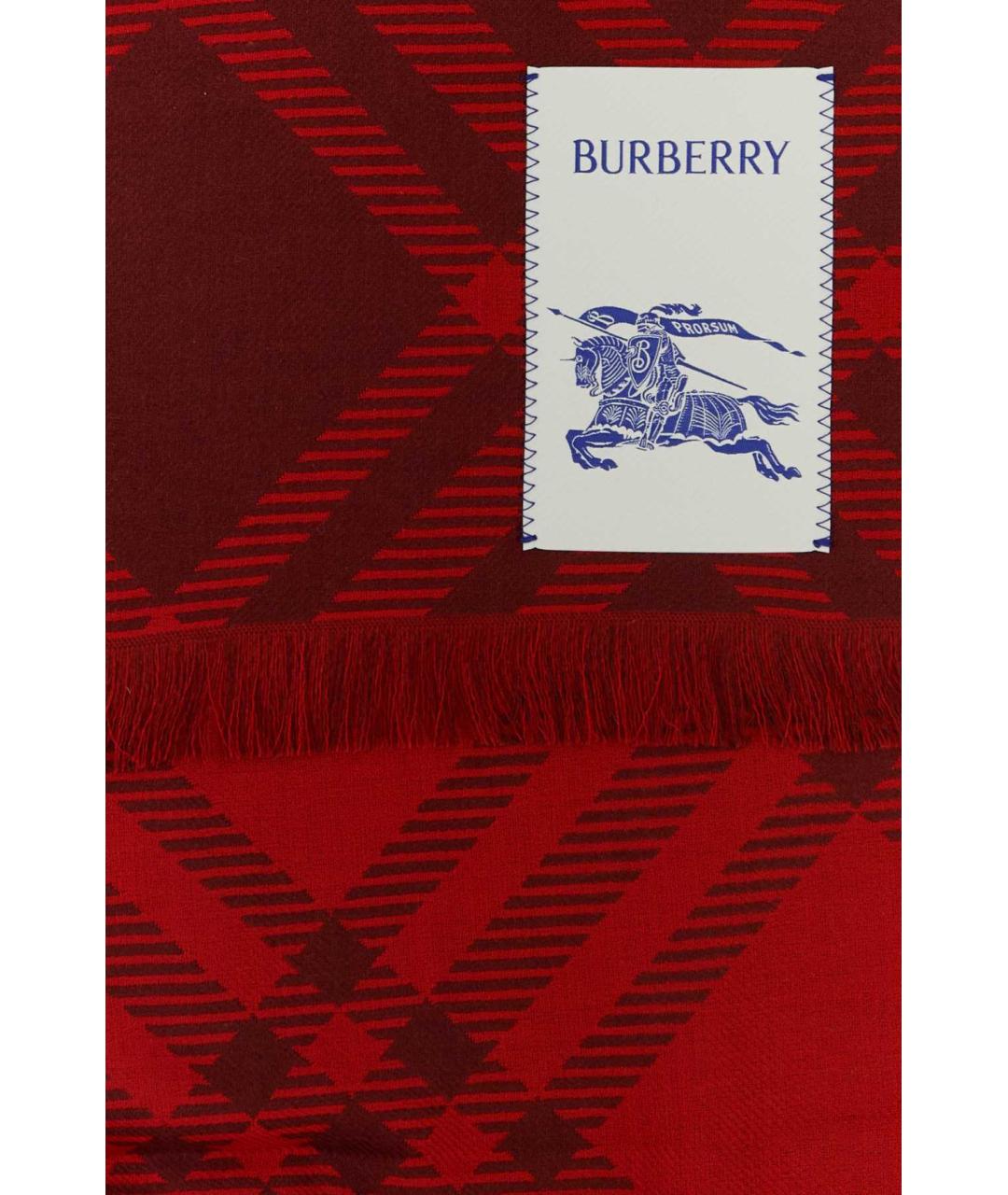 BURBERRY Красный шерстяной шарф, фото 2