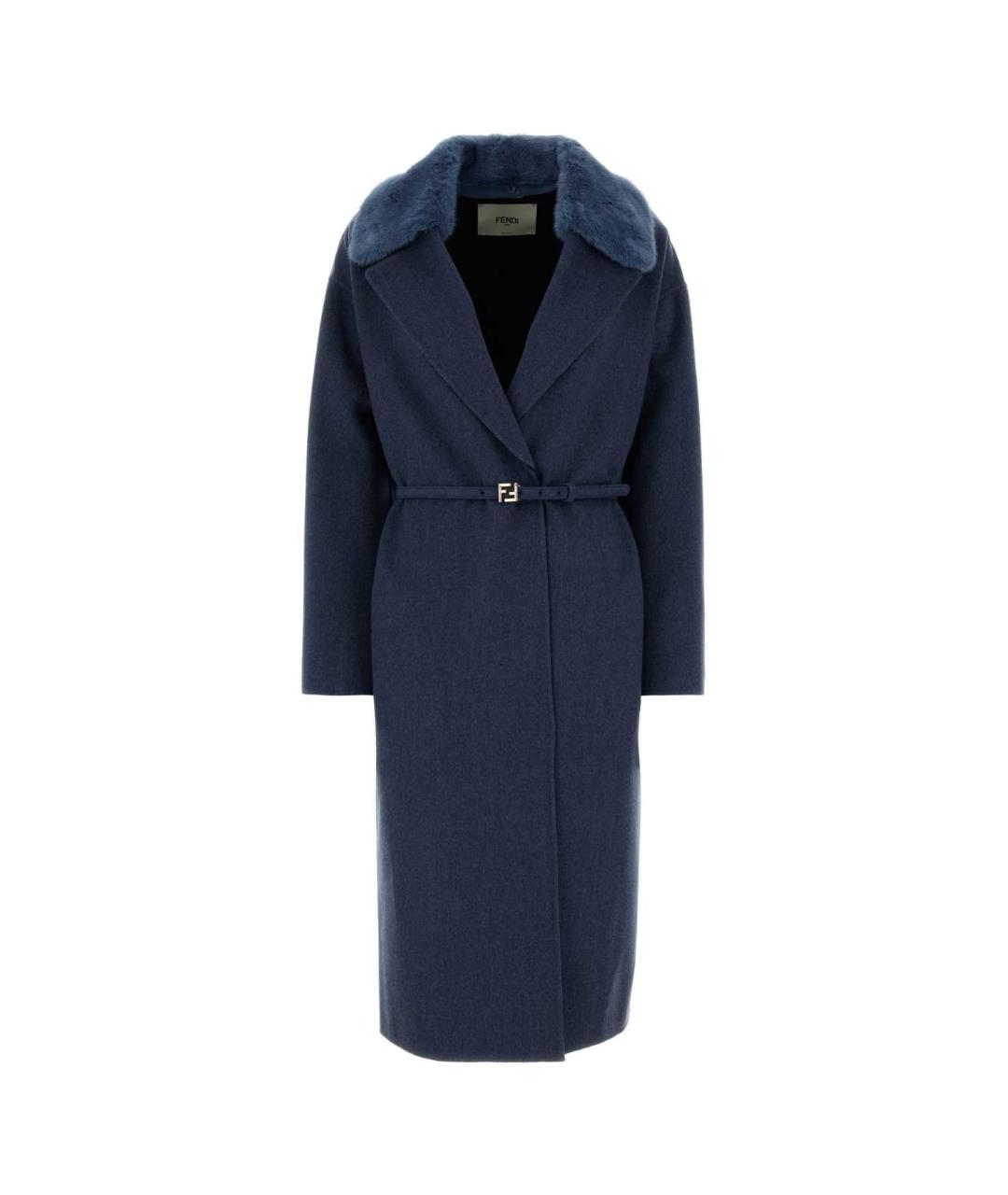 FENDI Синее кашемировое пальто, фото 1