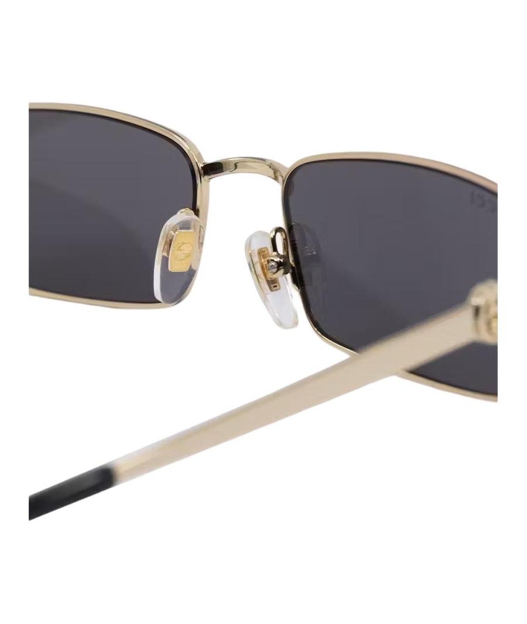 GUCCI Золотые металлические солнцезащитные очки, фото 4