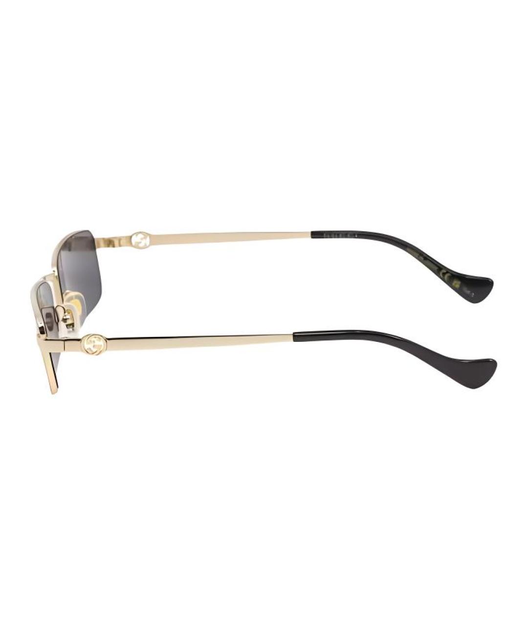 GUCCI Золотые металлические солнцезащитные очки, фото 3