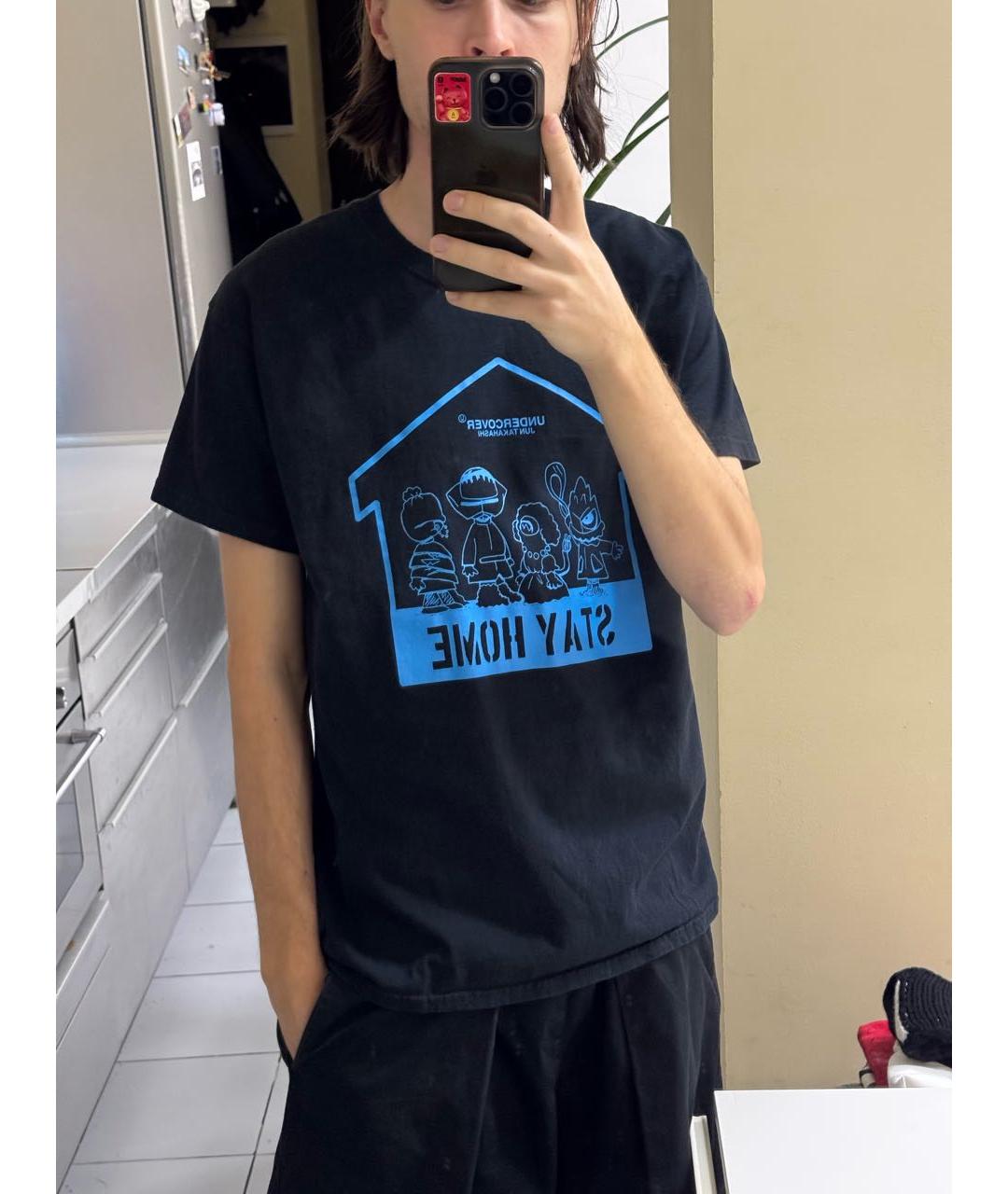 UNDERCOVER Темно-синяя хлопковая футболка, фото 4
