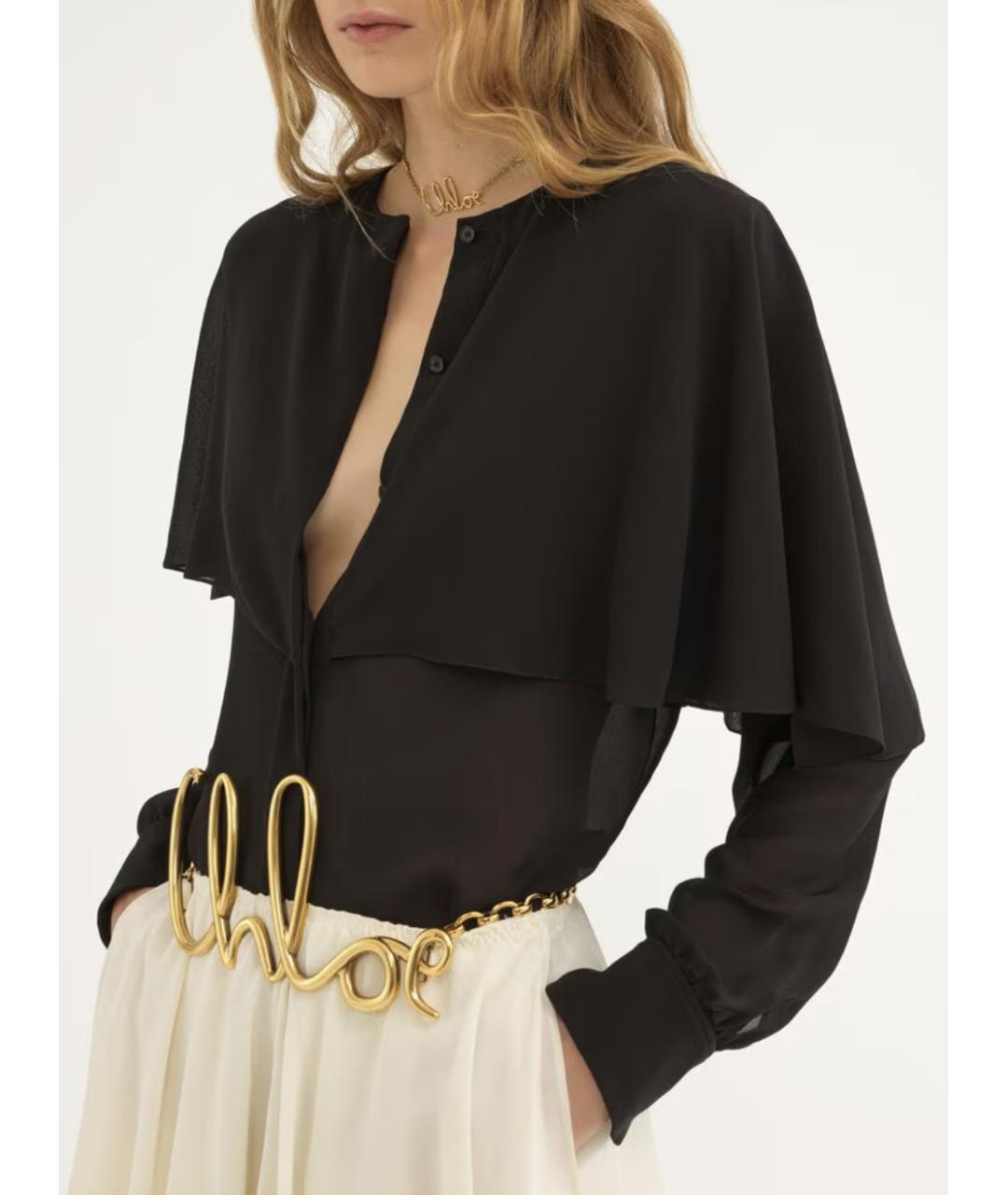 CHLOE Черная шелковая блузы, фото 6