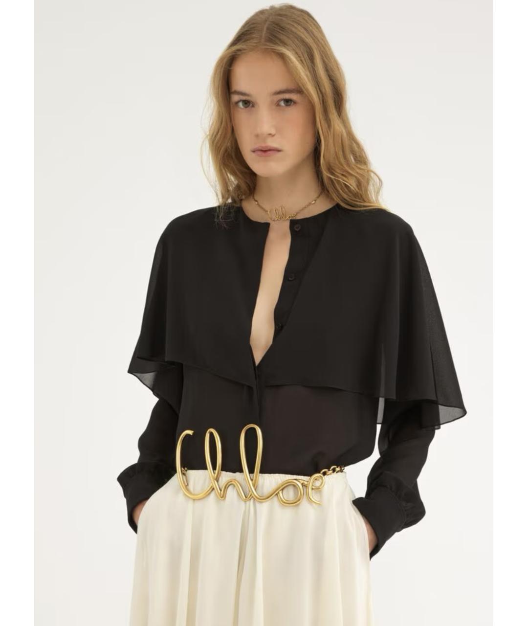 CHLOE Черная шелковая блузы, фото 3