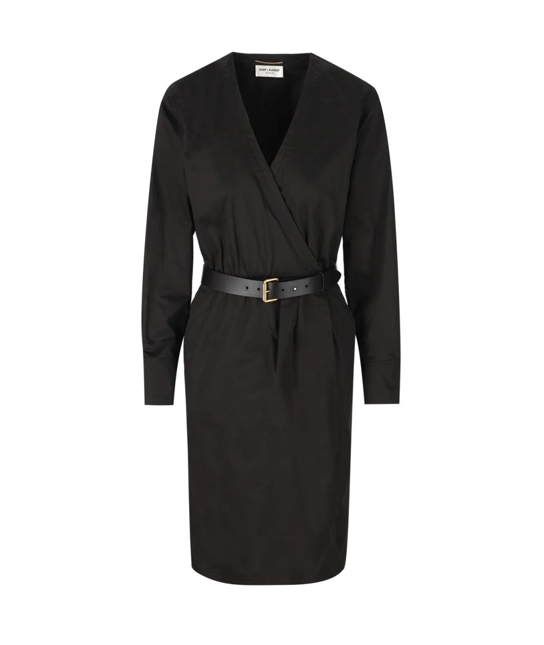 SAINT LAURENT Черное хлопковое повседневное платье, фото 1