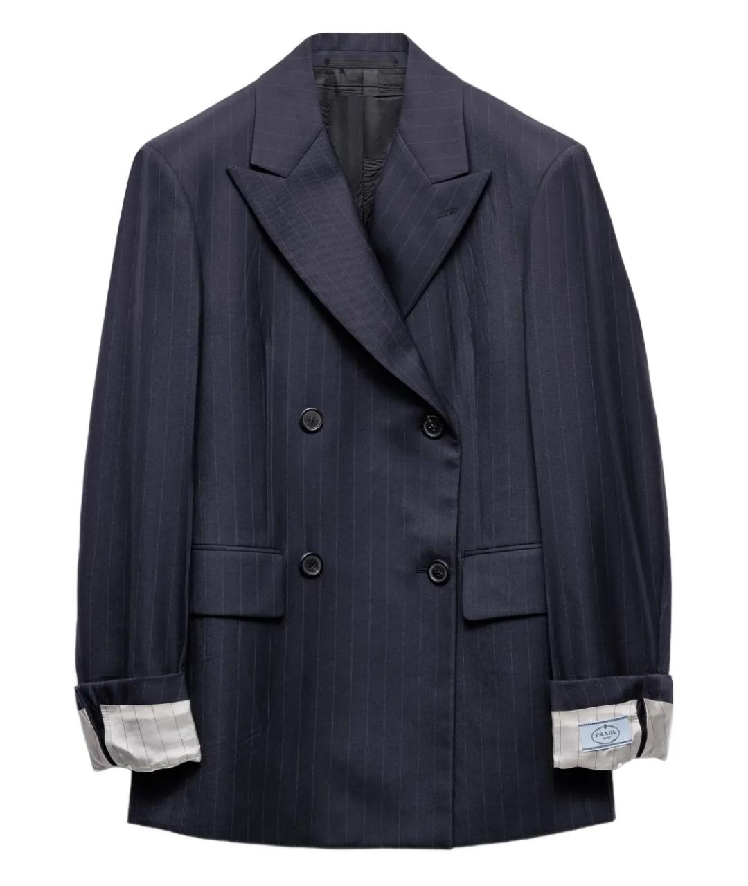 PRADA Темно-синий шерстяной жакет/пиджак, фото 1