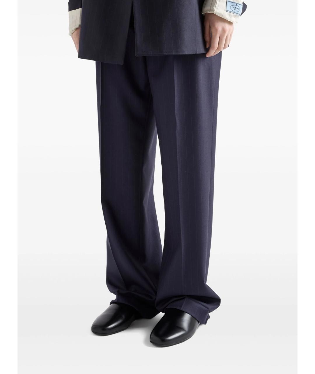 PRADA Темно-синие шерстяные прямые брюки, фото 4