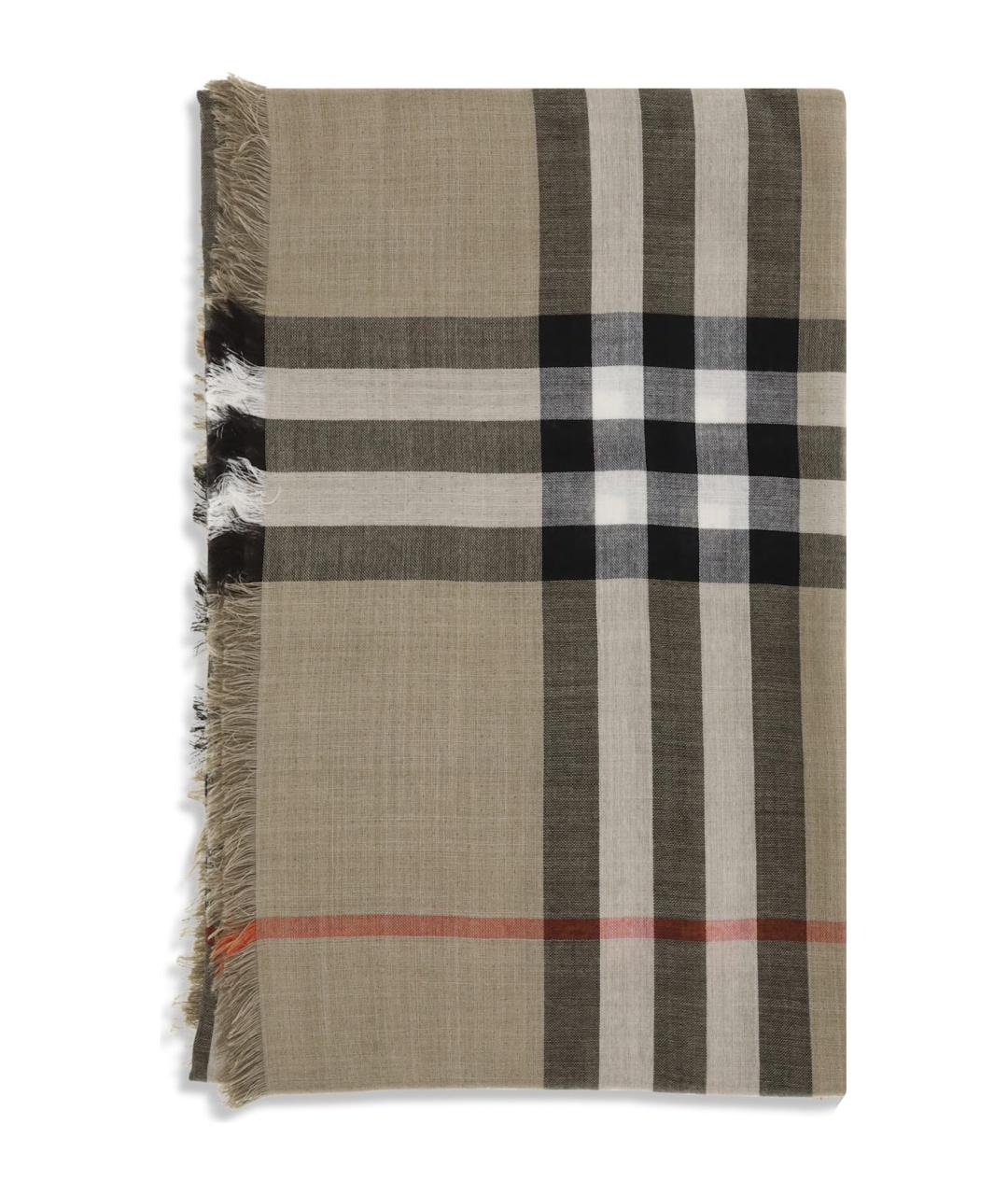 BURBERRY Коричневый шерстяной шарф, фото 1