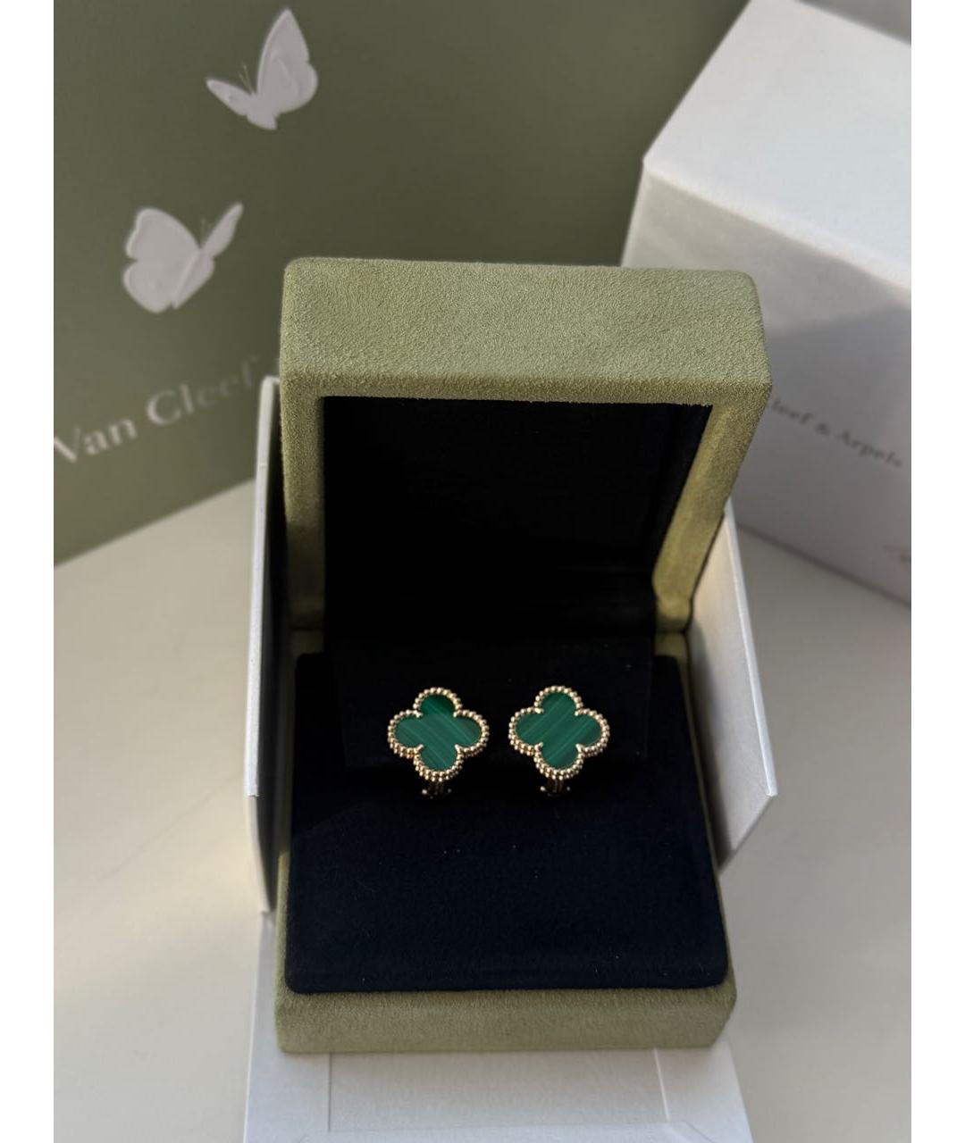 VAN CLEEF & ARPELS Зеленые серьги из желтого золота, фото 2