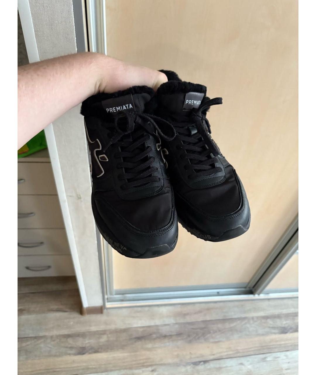 PREMIATA Черные кожаные низкие кроссовки / кеды, фото 2