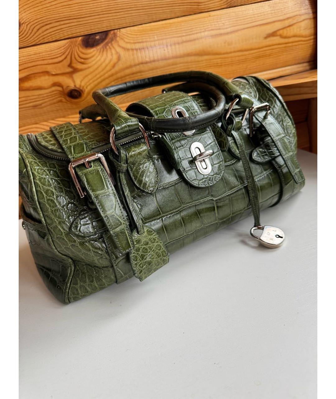 RALPH LAUREN COLLECTION Зеленая сумка с короткими ручками из экзотической кожи, фото 6