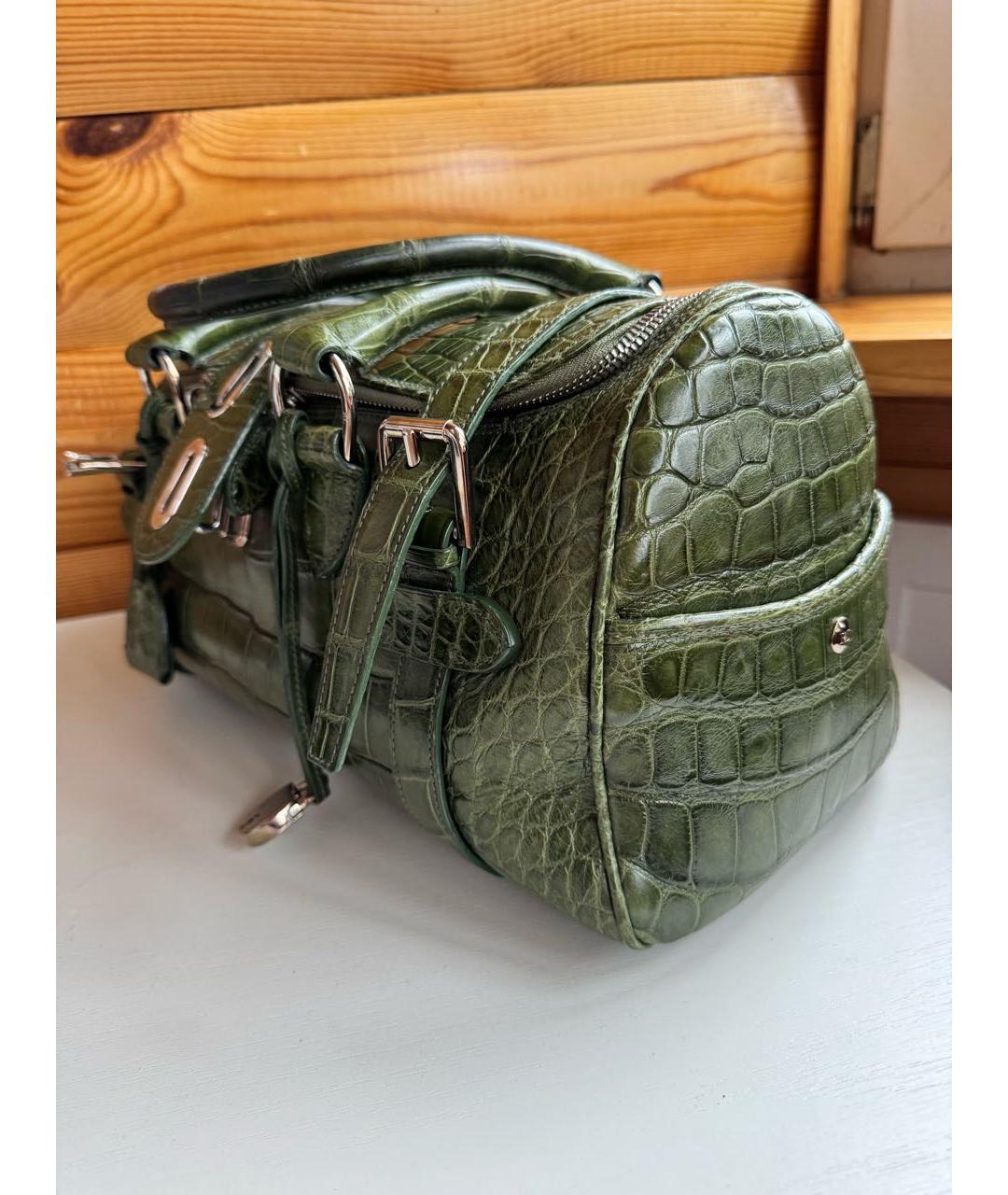 RALPH LAUREN COLLECTION Зеленая сумка с короткими ручками из экзотической кожи, фото 2