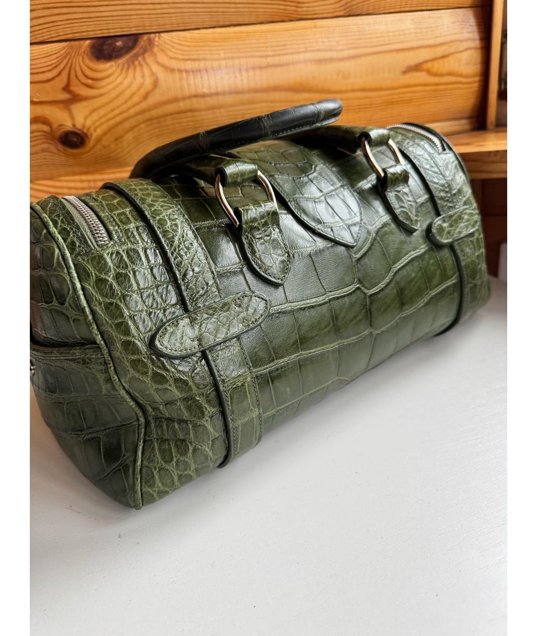 RALPH LAUREN COLLECTION Зеленая сумка с короткими ручками из экзотической кожи, фото 3