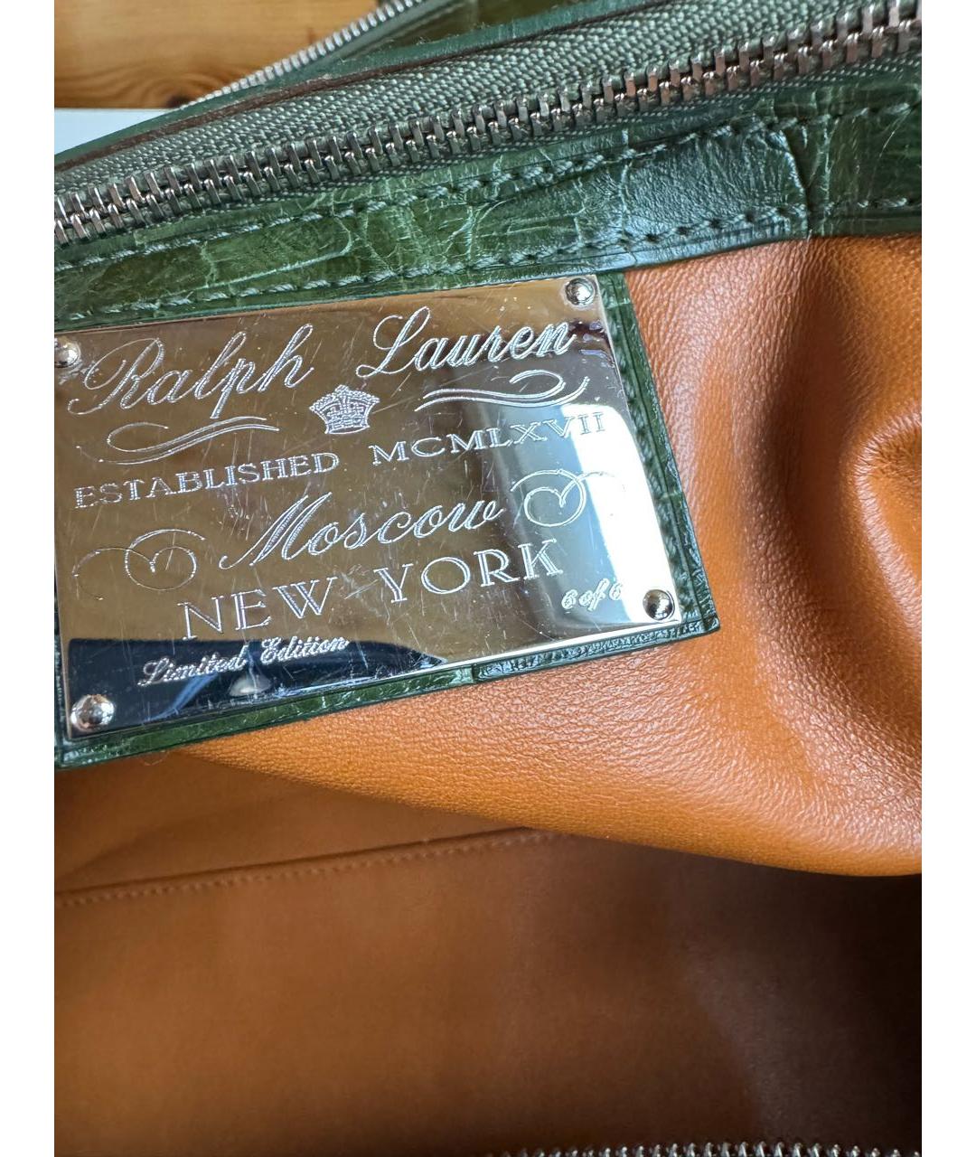 RALPH LAUREN COLLECTION Зеленая сумка с короткими ручками из экзотической кожи, фото 5