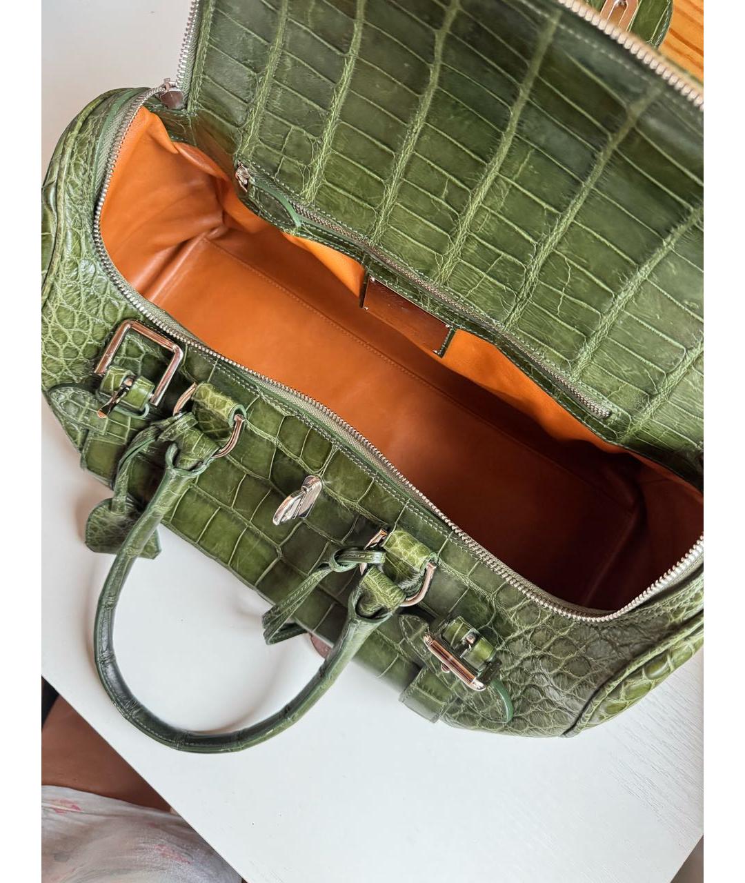 RALPH LAUREN COLLECTION Зеленая сумка с короткими ручками из экзотической кожи, фото 4