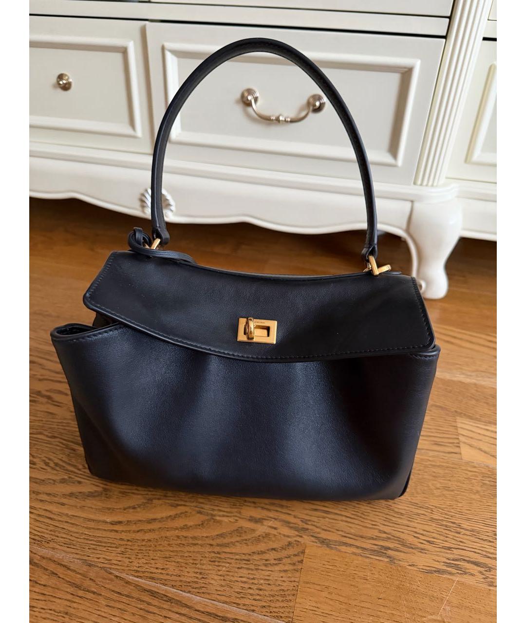 BALENCIAGA Черная кожаная сумка тоут, фото 6