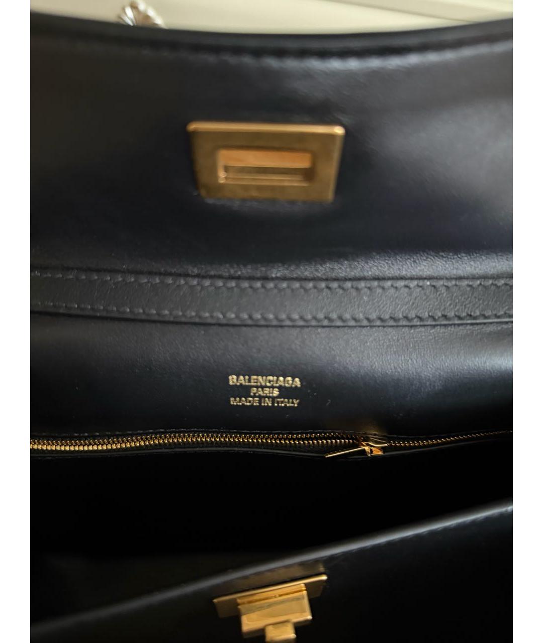 BALENCIAGA Черная кожаная сумка тоут, фото 5