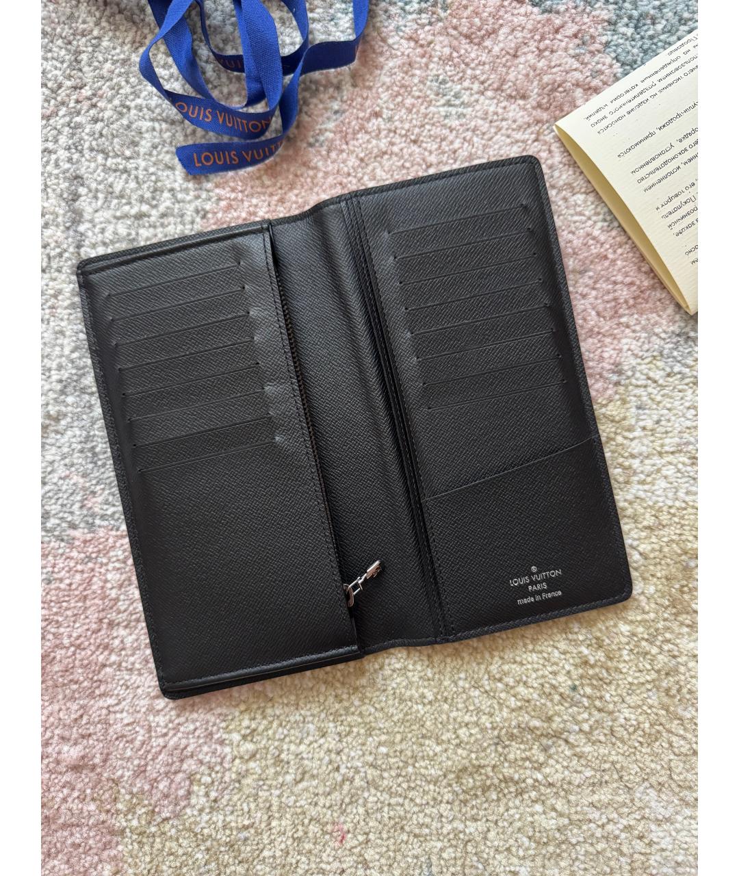 LOUIS VUITTON Черный кожаный кошелек, фото 2