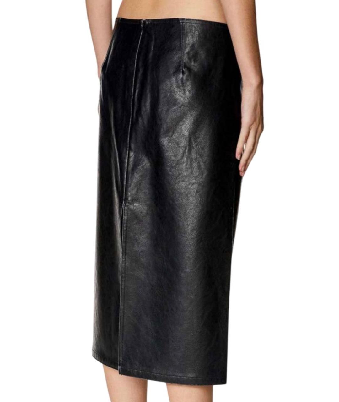 DIESEL Черная вискозная юбка миди, фото 2