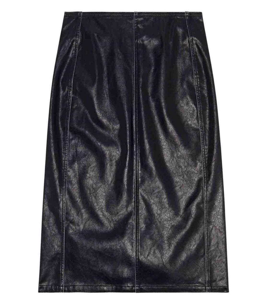 DIESEL Черная вискозная юбка миди, фото 1