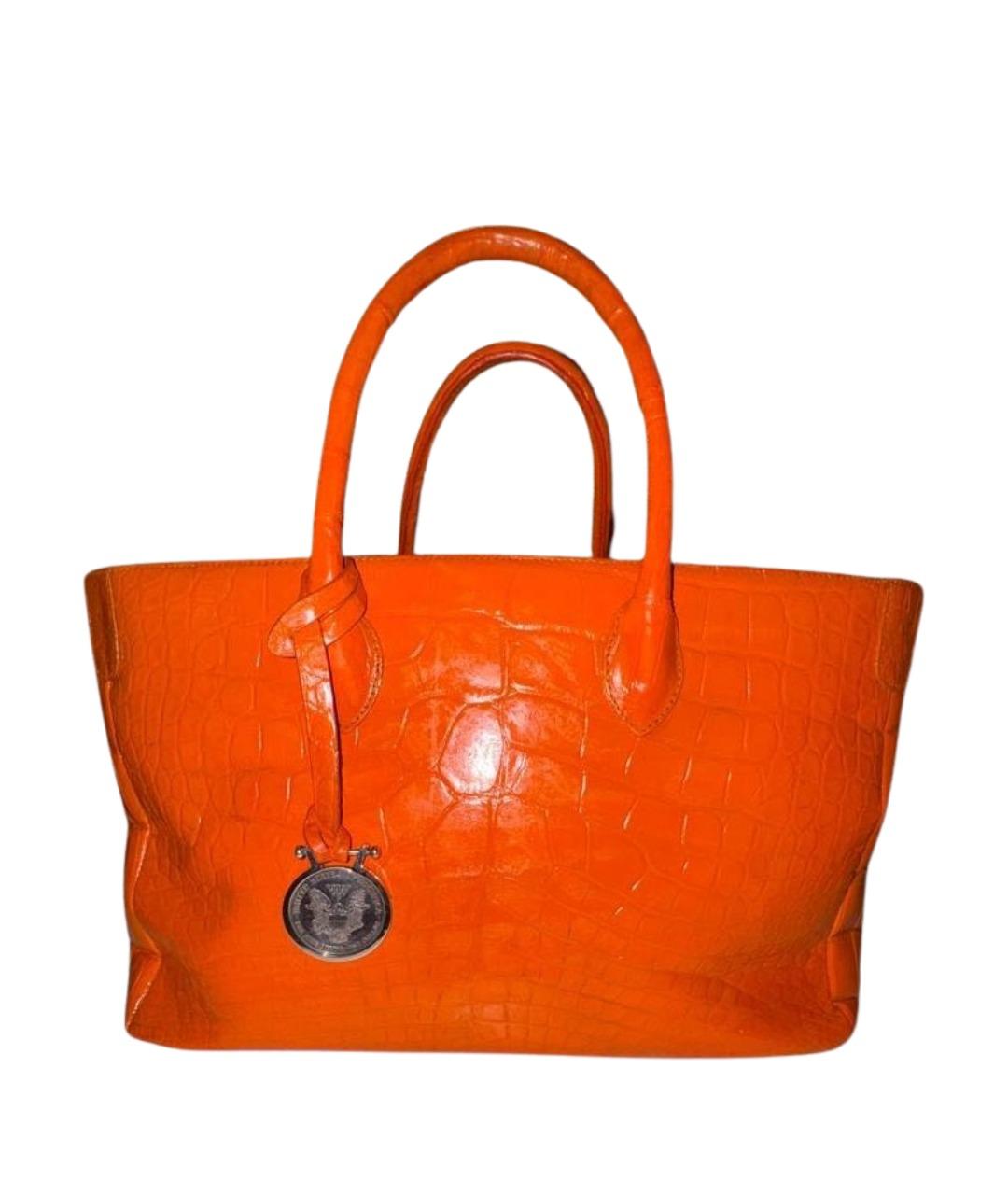 TARDINI Оранжевая сумка тоут из экзотической кожи, фото 1