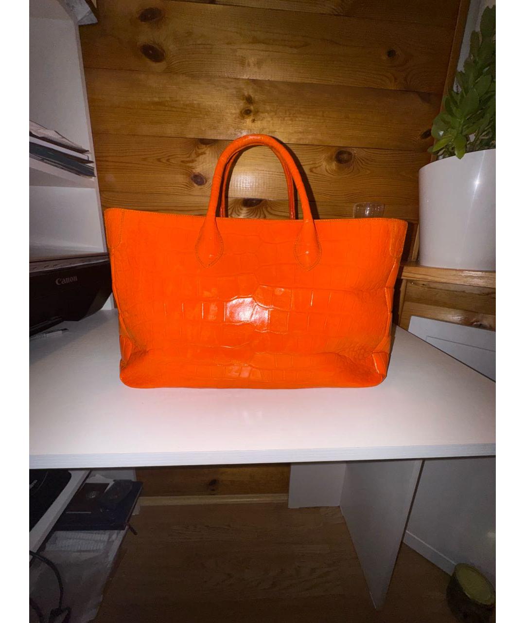 TARDINI Оранжевая сумка тоут из экзотической кожи, фото 3