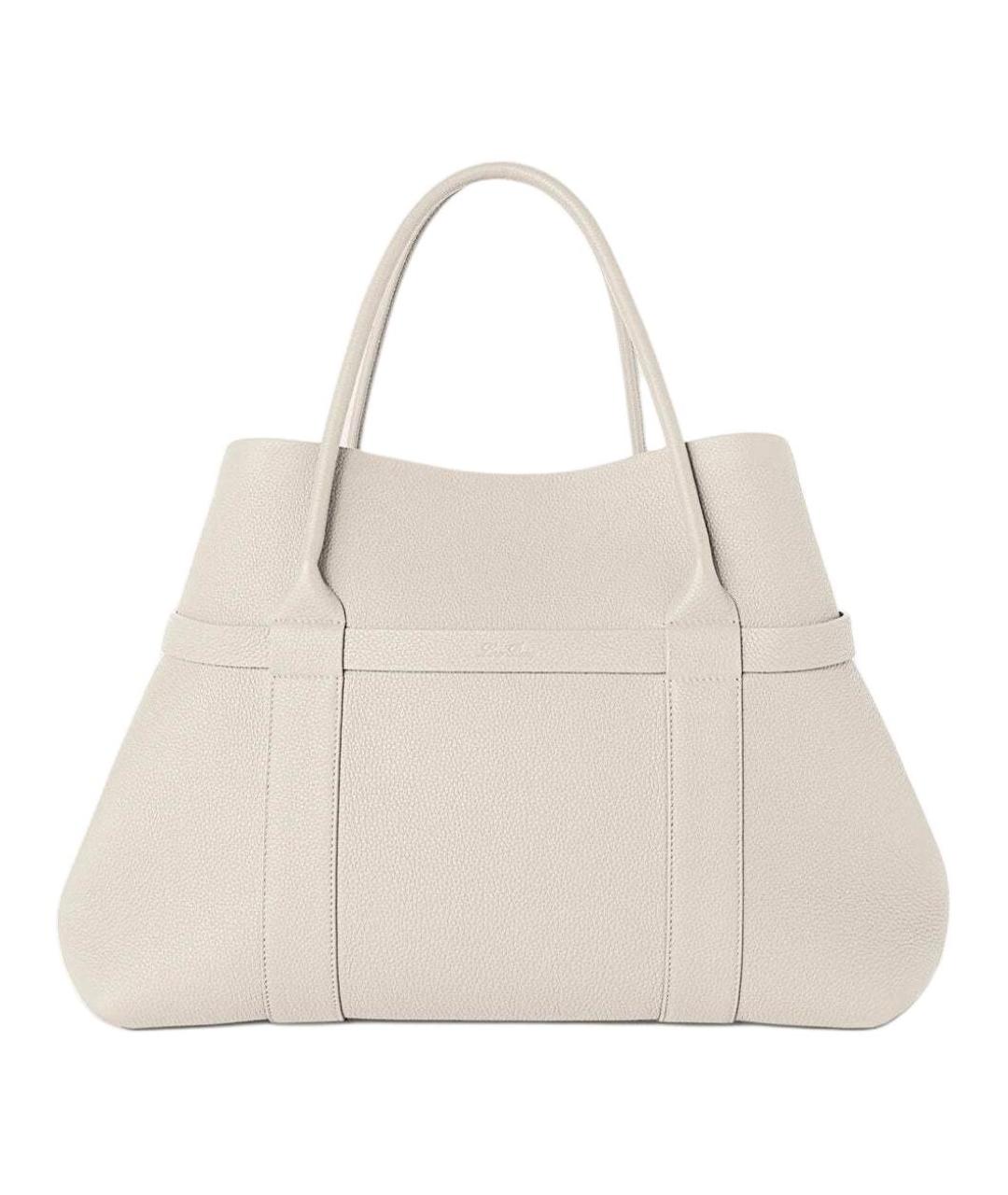 LORO PIANA Белая кожаная сумка с короткими ручками, фото 3