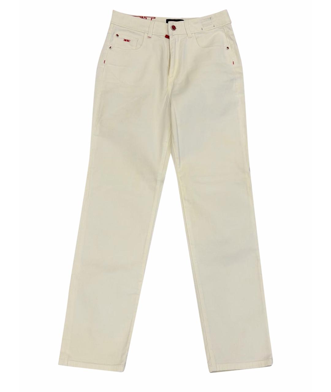 KITON Белые хлопковые прямые джинсы, фото 1