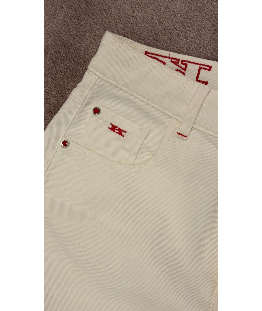 KITON Белые хлопковые прямые джинсы, фото 4