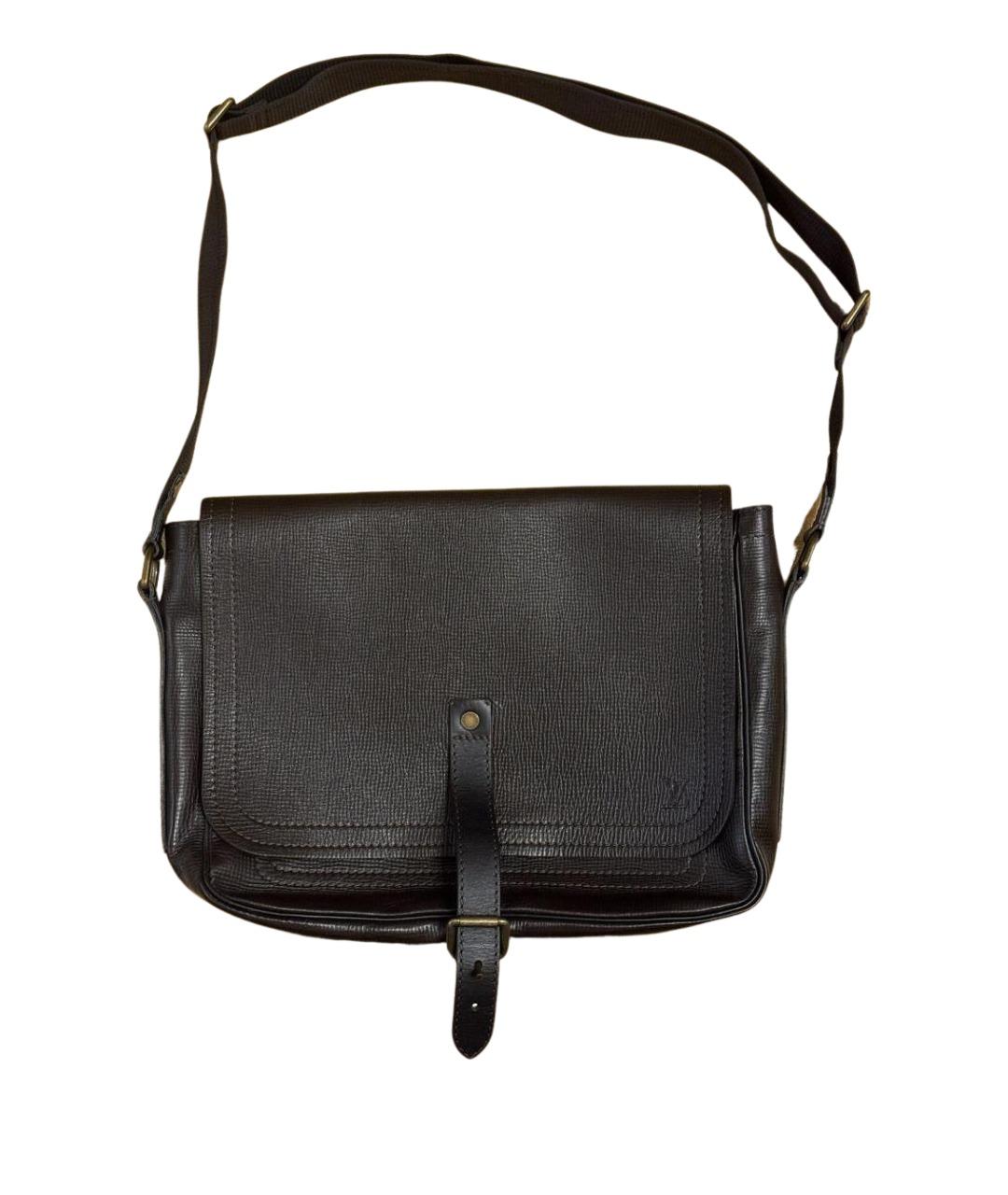 LOUIS VUITTON Коричневая кожаная сумка на плечо, фото 1